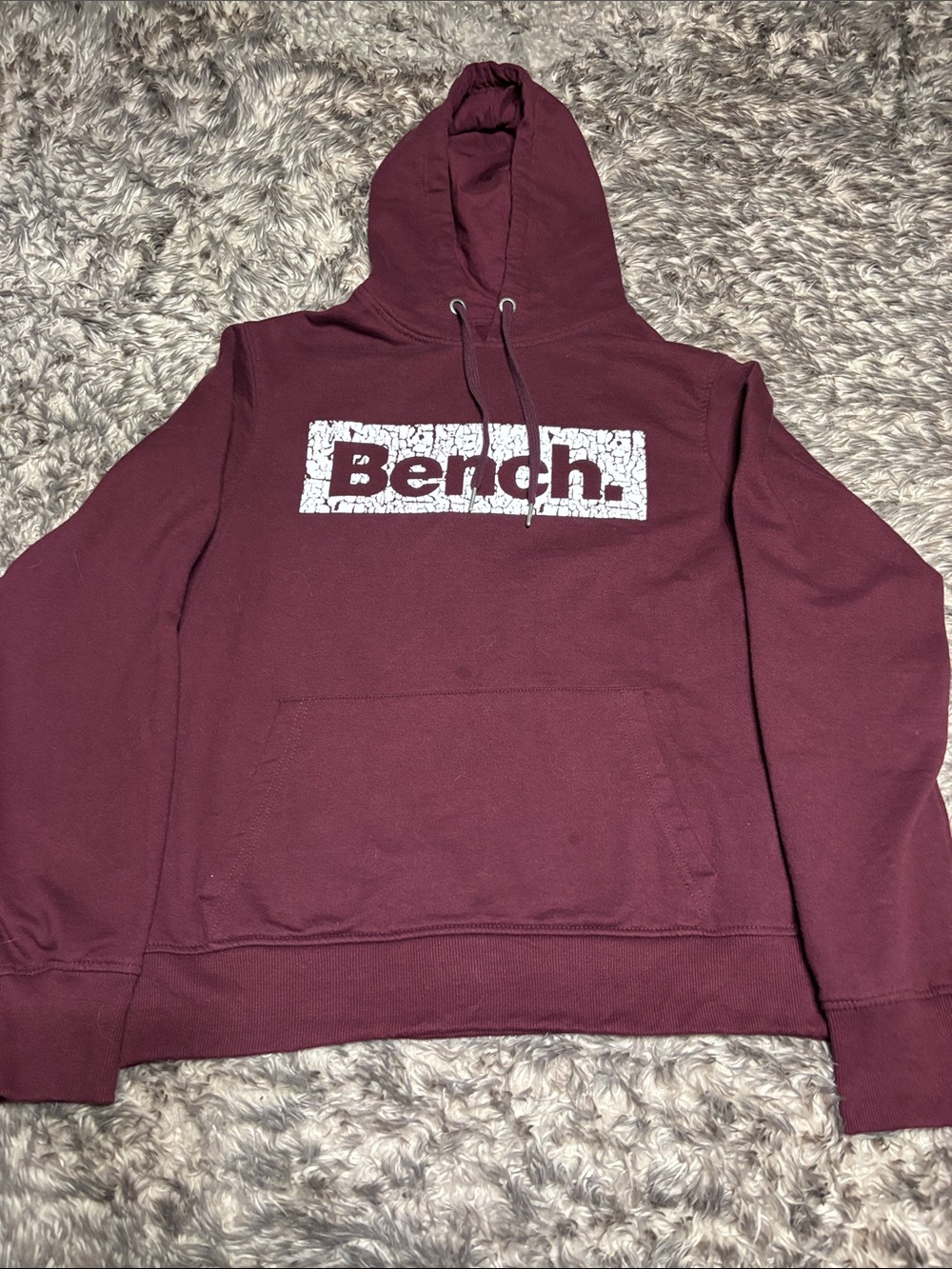 Bench Men's Maroon Crewneck Hoodie with White Logo